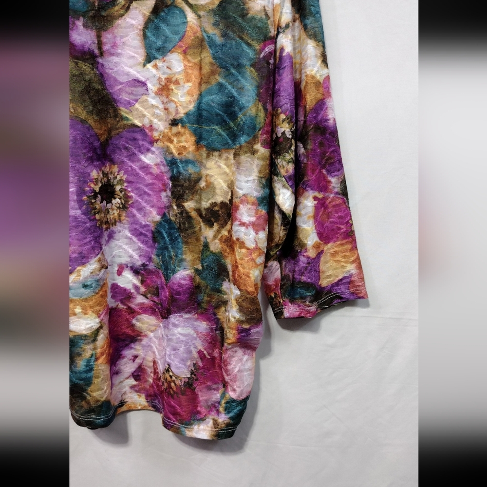 NWOT Alfred Dunner Floral Watercolor Shirttail Hem Top Women's XL Multicolor - Picture 5 of 10